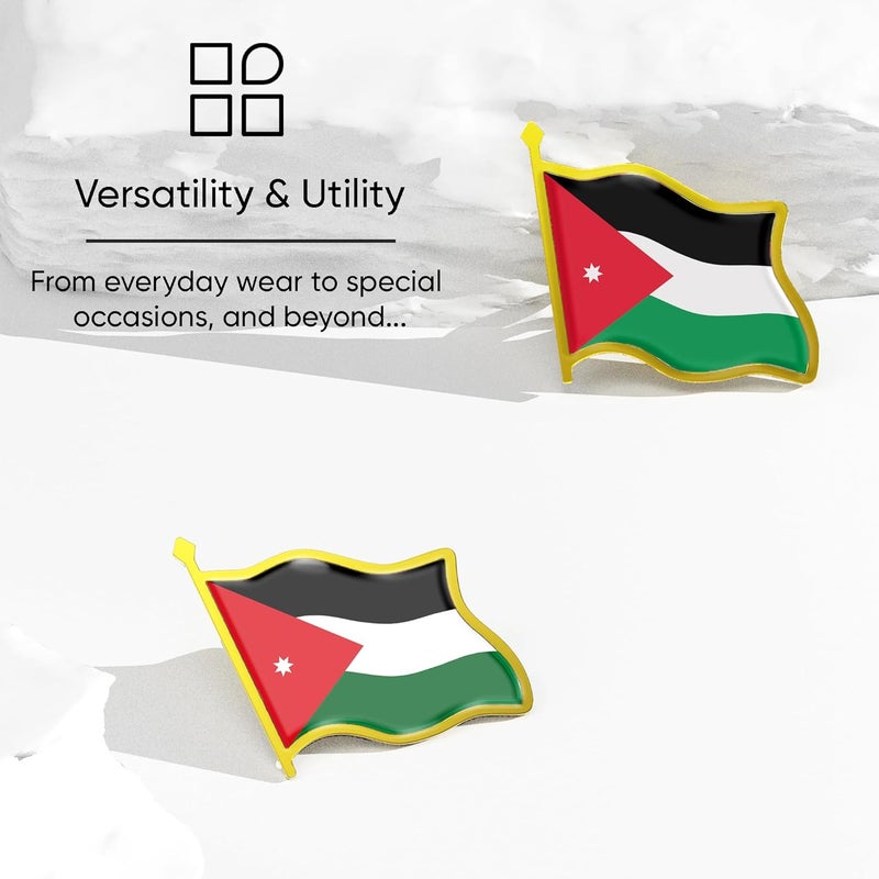 Ababyyan Jordanian Flag Lapel Pin - Enamel Metal National Badge | World Travel Souvenir Gifts for Men & Women | Country Flag Patriotic Brooch Bulk Pack of Pins for Hat, Tie, Clothes, Backpack (1pc) - Image 5